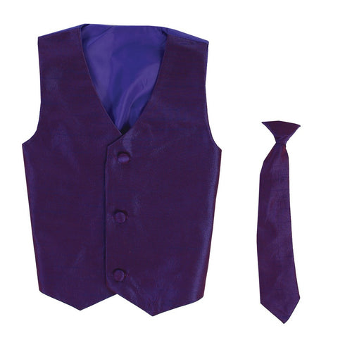 Lito Big Boys Purple Poly Silk Vest Necktie Special Occasion Set 8-14 - SophiasStyle.com